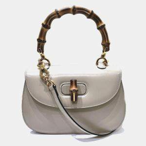 Pre Owned Gucci Bamboo 1947 Small Beige Leather Top Handle Bag