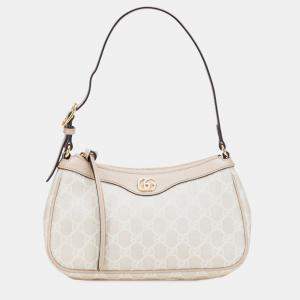 Pre Owned Gucci Grey Small GG Supreme Ophidia Shoulder Bag