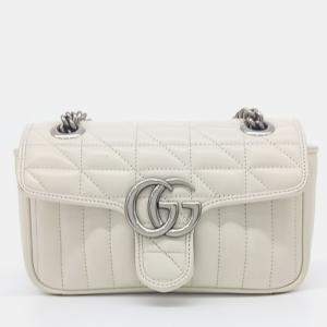 Pre Owned Gucci White Leather Matrasse Mini Shoulder Bag