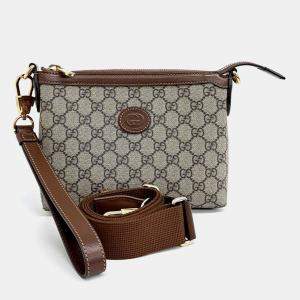 Pre Owned Gucci Beige PVC Interlocking G Clutch and Crossbody Bag