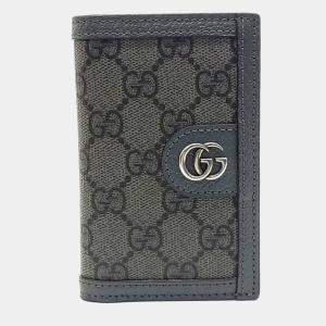 مملوكة مسبقًا Gucci Grey Canvas Ophidia Card Holder