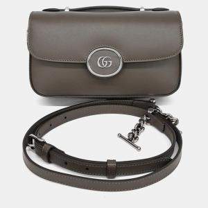 Pre Owned Gucci Brown Leather Petite GG Mini Shoulder Bag