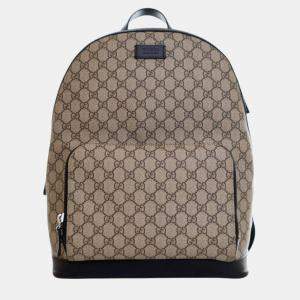 Pre Owned Gucci Beige Brown Medium GG Supreme Eden Backpack