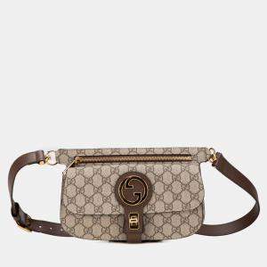 Pre Owned Gucci Beige Brown GG Supreme Blondie Belt Bag