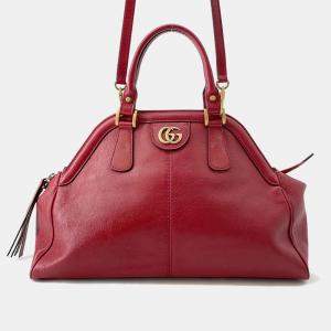 Pre Owned Gucci Liber Top Handle Bag Red Leather Size Medium