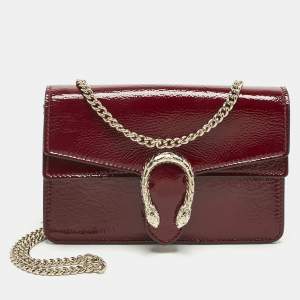 مملوكة مسبقًا Gucci Red Patent Leather Dionysus Chain Shoulder Bag