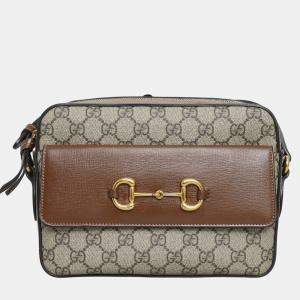 Pre Owned Gucci Small GG Supreme Horsebit 1955 Shoulder Bag