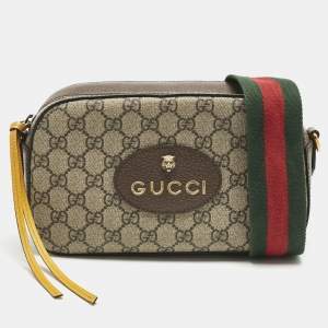 Pre Owned Gucci Beige/Brown GG Supreme Canvas and Leather Neo Vintage Camera Crossbody Bag