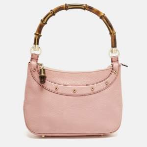 مملوكة مسبقًا Gucci Light Pink Leather Anita Bamboo Hobo