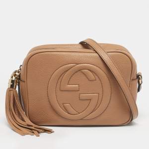 Pre Owned Gucci Beige Leather Soho Disco Camera Crossbody Bag