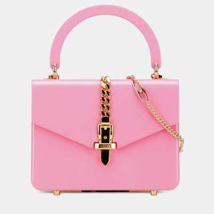 Pre Owned Gucci Pink Mini Acrylic Sylvie 1969 Top Handle Bag