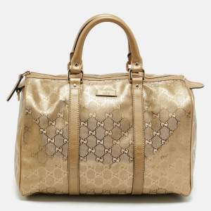 Pre Owned Gucci Gold GG Imprime Canvas Medium Joy Boston Bag
