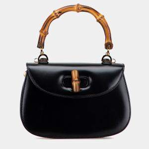 Pre Owned Gucci Black Calfskin Bamboo Night