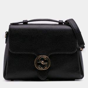 Pre Owned Gucci Black Small Dollar Calf Interlocking G Satchel