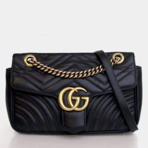Pre Owned Gucci Medium Calfskin Marmont Flap Bag