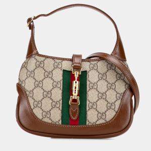 Pre Owned Gucci Brown Mini GG Supreme Web Jackie 1961 Crossbody