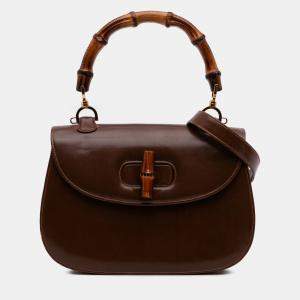 Pre Owned Gucci Brown Calfskin Bamboo Night