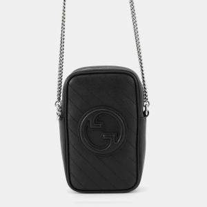 Pre Owned Gucci Blondie Chain shoulder Black Leather