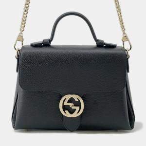 Pre Owned Gucci Interlocking G Bag Black Leather