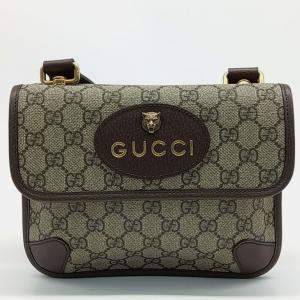 Pre Owned Gucci Beige Brown PVC Supreme Small Messenger Bag