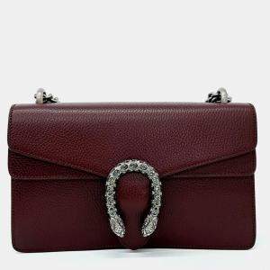 مملوكة مسبقًا Gucci Burgundy Leather Dionysus Chain Shoulder Bag