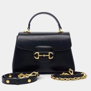 مملوكة مسبقًا Gucci Black Leather Horsebit 1955 Tote and Shoulder Bag