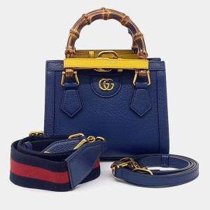 مملوكة مسبقًا Gucci Blue Leather Diana Tote and Shoulder Bag
