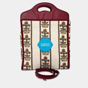 مملوكة مسبقًا Gucci Beige Canvas Leather 100 Medium Tote and Shoulder Bag