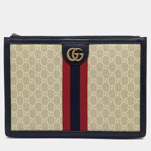 مملوكة مسبقًا Gucci Multicolor Coated Canvas Ophidia Portfolio Case