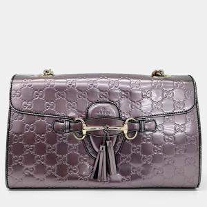 مملوكة مسبقًا Gucci Purple Leather Cimaline Horsebit Chain Shoulder Bag