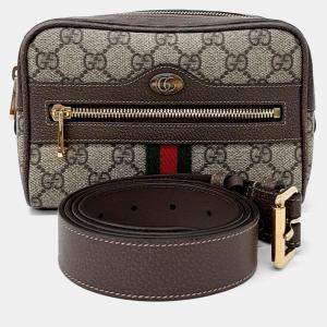 مملوكة مسبقًا Gucci Beige Coated Canvas Ophidia GG Supreme Belt Bag