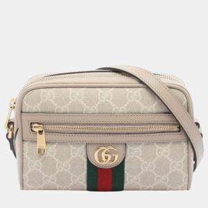 Pre Owned Gucci Brown Mini GG Supreme Web Ophidia Crossbody