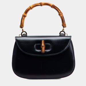 Pre Owned Gucci Black Calfskin Bamboo Night