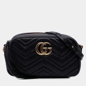 Pre Owned Gucci Black Small GG Marmont Matelasse Leather Crossbody