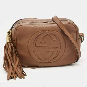 Pre Owned Gucci Brown Leather Soho Disco Camera Crossbody Bag