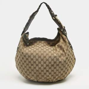 مملوكة مسبقًا Gucci Beige/Brown GG Canvas and Leather Pelham Hobo