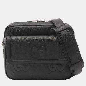 Pre Owned Gucci Black Small Jumbo GG Embossed Leather Crossbody