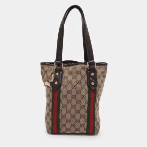Pre Owned Gucci Beige/Brown GG Canvas and Leather Jolicoeur Tote