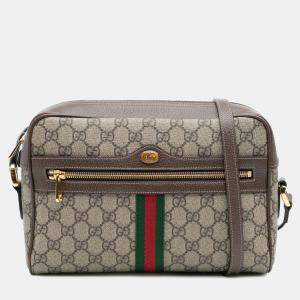 Pre Owned Gucci Brown GG Supreme Ophidia Crossbody