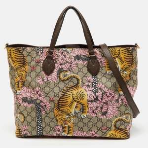 Pre Owned Gucci Multicolor GG Supreme Canvas Bengal Tiger Print Tote