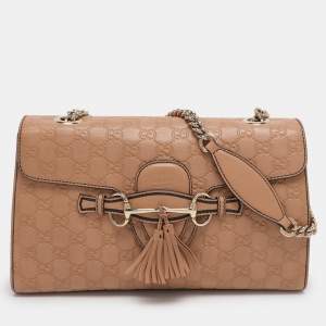 Pre Owned Gucci Beige Guccissima Leather Medium Emily Chain Shoulder Bag