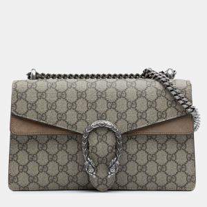 Pre Owned Gucci Brown Medium GG Supreme Dionysus Shoulder Bag