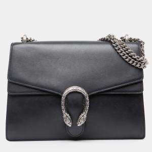 Pre Owned Gucci Black Medium Leather Dionysus Shoulder Bag