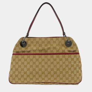 Pre Owned Gucci Beige Canvas GG Hobo Handbag
