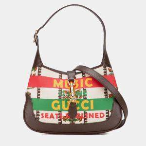 Pre Owned Gucci Brown Small Canvas 100 Centennial Music Jackie 1961 Crossbody