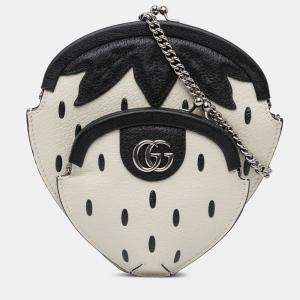 Pre Owned Gucci White Leather Fruittini Strawberry Crossbody