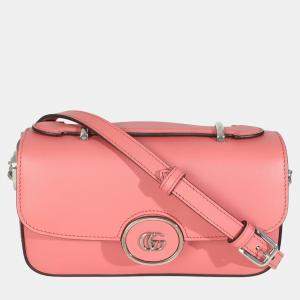 Pre Owned Gucci Pink Senna Calfskin Petite GG Top Handle Shoulder Bag