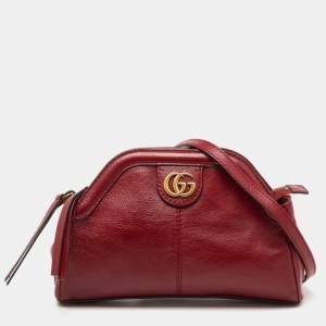 Pre Owned Gucci Dark Red Leather Small Rebelle Shoulder Bag