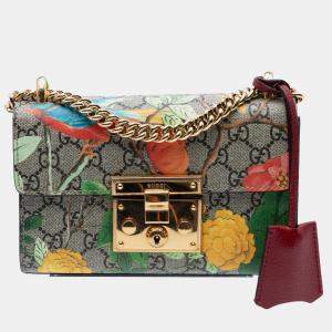 Pre Owned Gucci Multicolor Small GG Supreme Tian Padlock Crossbody