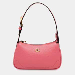 Pre Owned Gucci Pink Mini Leather Aphrodite Shoulder Bag